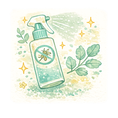 赤ちゃんと虫よけのイラスト