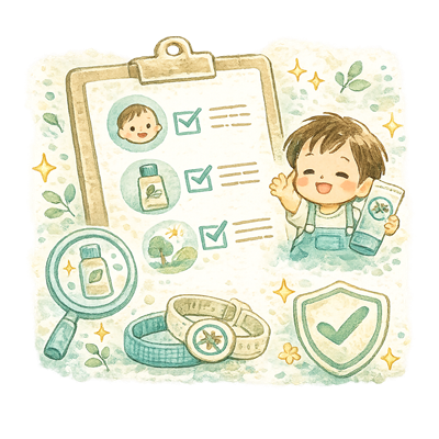 虫よけグッズの選び方チェックリストのイラスト