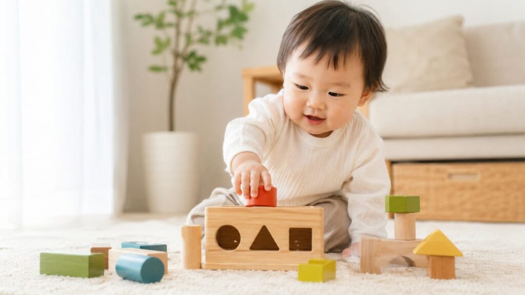 年齢別の知育玩具で遊ぶ赤ちゃん